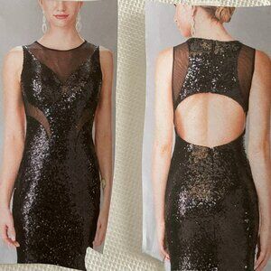NWT--Elizabeth K black sequin long dress